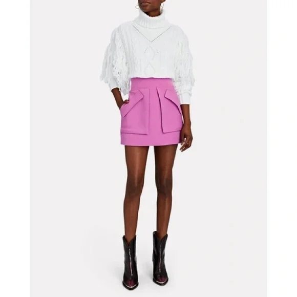 Ronny Kobo Maram Fringed Cableknit Turtleneck Sweater Women’s XL - Picture 5 of 11